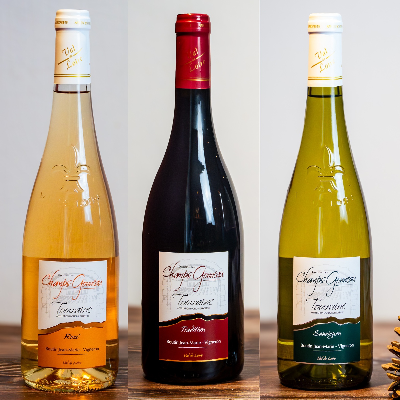 Touraine Rosé + Touraine Rouge Tradition (Côt/Malbec-Cabernet) + Touraine Sauvignon Blanc